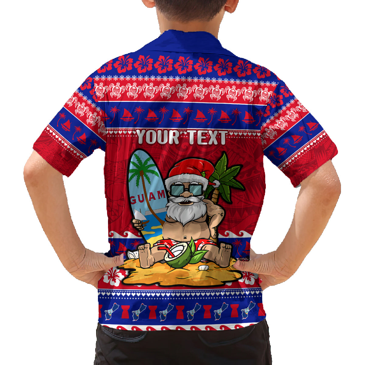 Custom Guam Christmas Family Matching Puletasi Dress and Hawaiian Shirt Guaman Santas Felis Pasgua LT14 - Polynesian Pride
