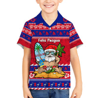 Custom Guam Christmas Family Matching Tank Maxi Dress and Hawaiian Shirt Guaman Santas Felis Pasgua LT14 Son's Shirt Blue - Polynesian Pride