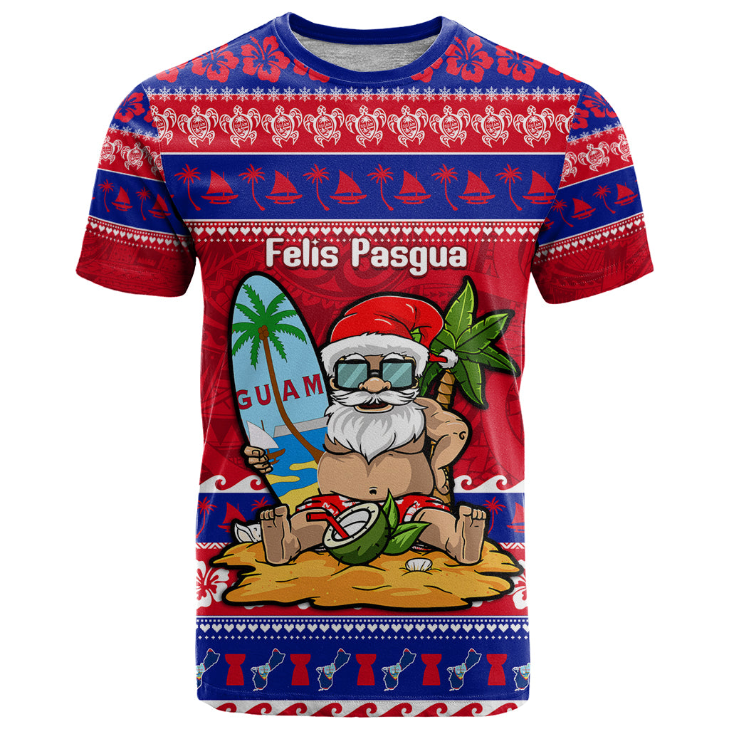 Custom Guam Christmas T Shirt Guaman Santas Felis Pasgua LT14 Blue - Polynesian Pride