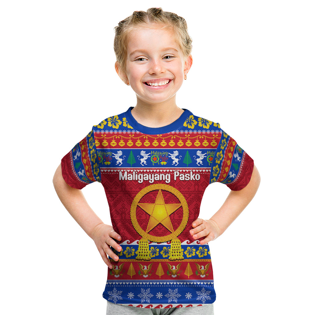 Custom Philippines Christmas Kid T Shirt Filipino Parol Maligayang Pasko LT14 Blue - Polynesian Pride
