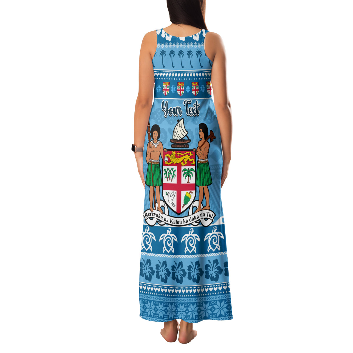 Custom Fiji Christmas Family Matching Tank Maxi Dress and Hawaiian Shirt Fijian Tapa Marau na Kerisimasi LT14 - Polynesian Pride