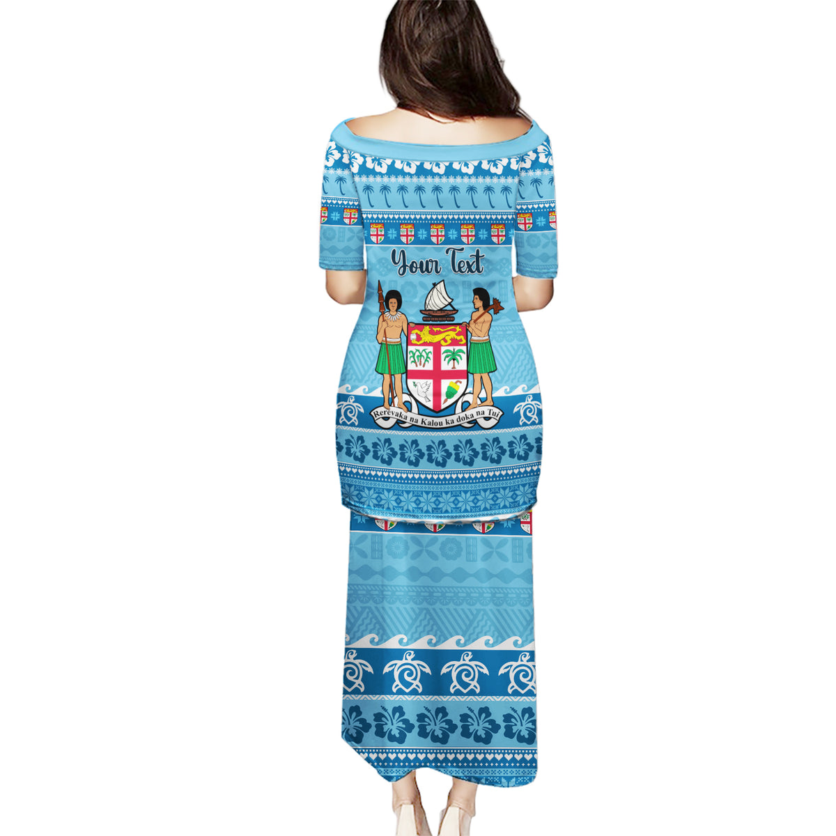 Custom Fiji Christmas Puletasi Fijian Tapa Marau na Kerisimasi LT14 - Polynesian Pride