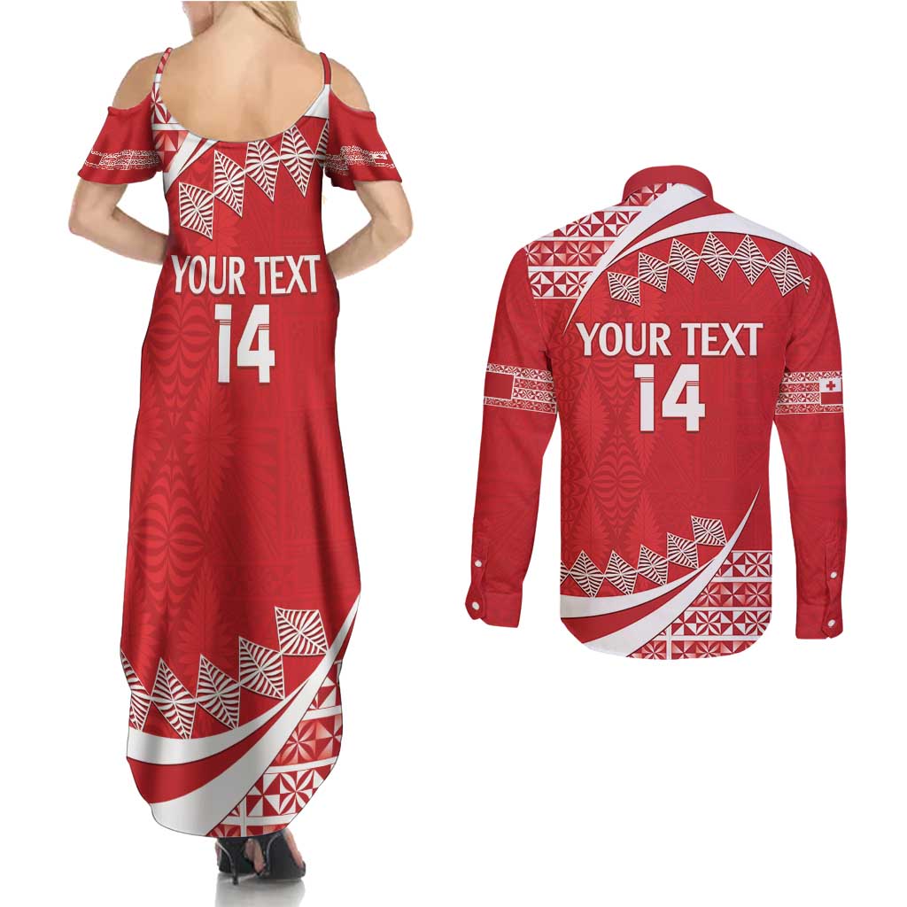 Custom Mate Maa Tonga Couples Matching Summer Maxi Dress and Long Sleeve Button Shirt 2024 Go Champions