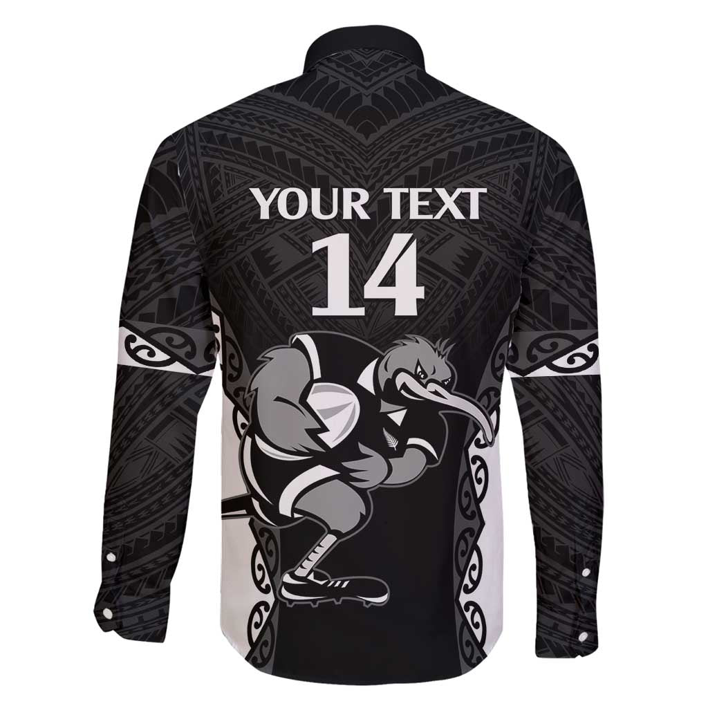 Aotearoa Rugby Custom Family Matching Off Shoulder Short Dress and Hawaiian Shirt Maori Kiwi - Mascot Style LT14 - Polynesian Pride