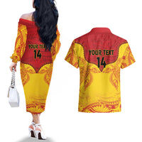 Papua New Guinea Rugby Custom Couples Matching Off The Shoulder Long Sleeve Dress and Hawaiian Shirt Go Kumuls PNG - Polynesian Pattern LT14 - Polynesian Pride