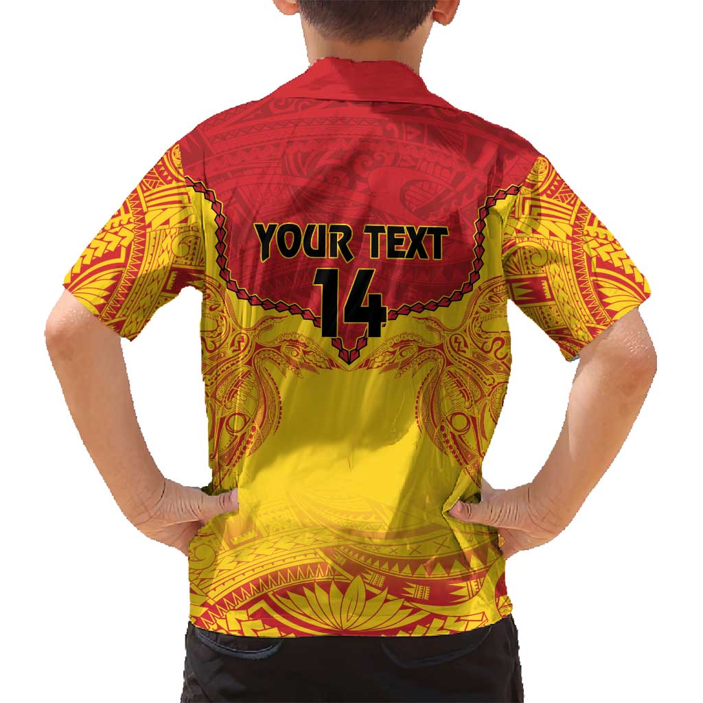 Papua New Guinea Rugby Custom Family Matching Long Sleeve Bodycon Dress and Hawaiian Shirt Go Kumuls PNG - Polynesian Pattern LT14 - Polynesian Pride