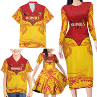 Papua New Guinea Rugby Custom Family Matching Long Sleeve Bodycon Dress and Hawaiian Shirt Go Kumuls PNG - Polynesian Pattern LT14 - Polynesian Pride