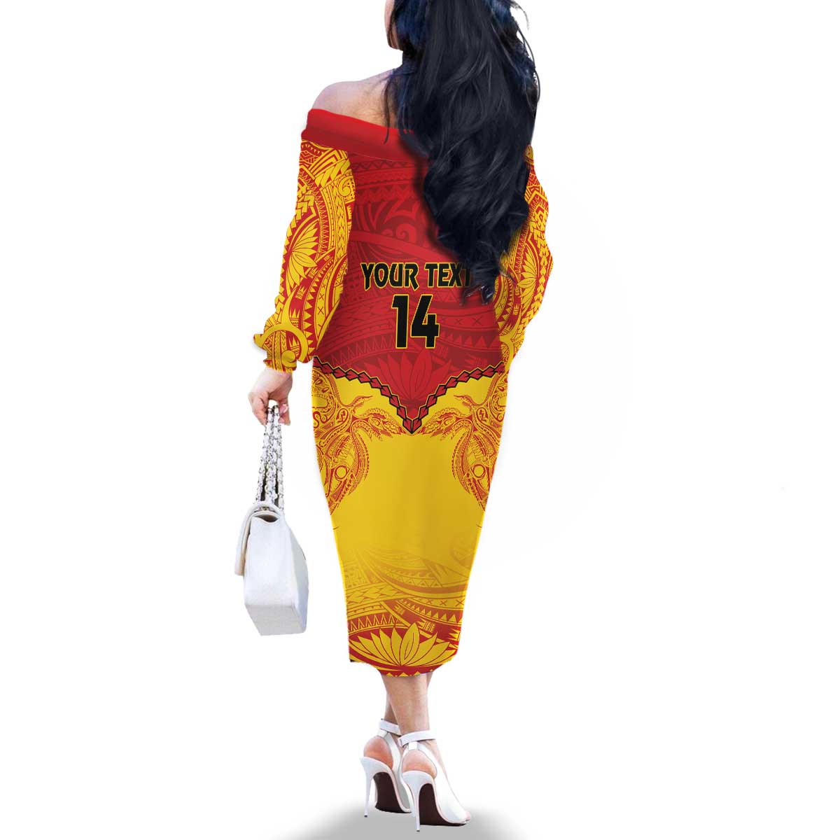 Papua New Guinea Rugby Custom Family Matching Off The Shoulder Long Sleeve Dress and Hawaiian Shirt Go Kumuls PNG - Polynesian Pattern LT14 - Polynesian Pride