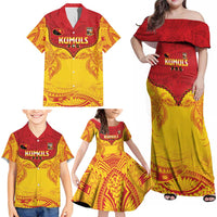 Papua New Guinea Rugby Custom Family Matching Off Shoulder Maxi Dress and Hawaiian Shirt Go Kumuls PNG - Polynesian Pattern LT14 - Polynesian Pride