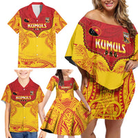 Papua New Guinea Rugby Custom Family Matching Off Shoulder Short Dress and Hawaiian Shirt Go Kumuls PNG - Polynesian Pattern LT14 - Polynesian Pride