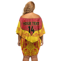 Papua New Guinea Rugby Custom Family Matching Off Shoulder Short Dress and Hawaiian Shirt Go Kumuls PNG - Polynesian Pattern LT14 - Polynesian Pride