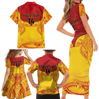 Papua New Guinea Rugby Custom Family Matching Short Sleeve Bodycon Dress and Hawaiian Shirt Go Kumuls PNG - Polynesian Pattern LT14 - Polynesian Pride