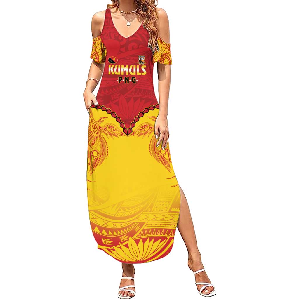 Papua New Guinea Rugby Custom Family Matching Summer Maxi Dress and Hawaiian Shirt Go Kumuls PNG - Polynesian Pattern LT14 Mom's Dress Yellow - Polynesian Pride