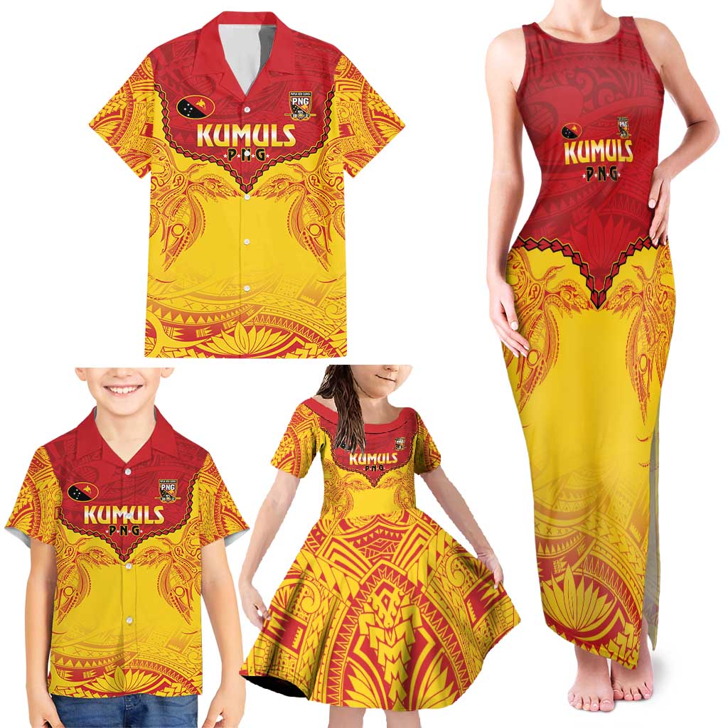 Papua New Guinea Rugby Custom Family Matching Tank Maxi Dress and Hawaiian Shirt Go Kumuls PNG - Polynesian Pattern LT14 - Polynesian Pride