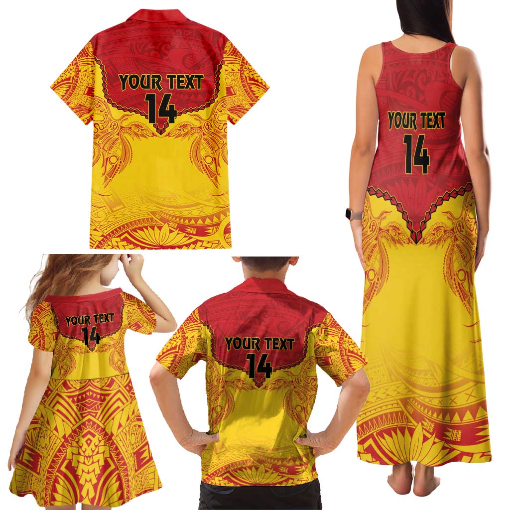 Papua New Guinea Rugby Custom Family Matching Tank Maxi Dress and Hawaiian Shirt Go Kumuls PNG - Polynesian Pattern LT14 - Polynesian Pride