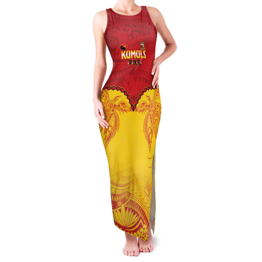 Papua New Guinea Rugby Custom Family Matching Tank Maxi Dress and Hawaiian Shirt Go Kumuls PNG - Polynesian Pattern LT14 Mom's Dress Yellow - Polynesian Pride