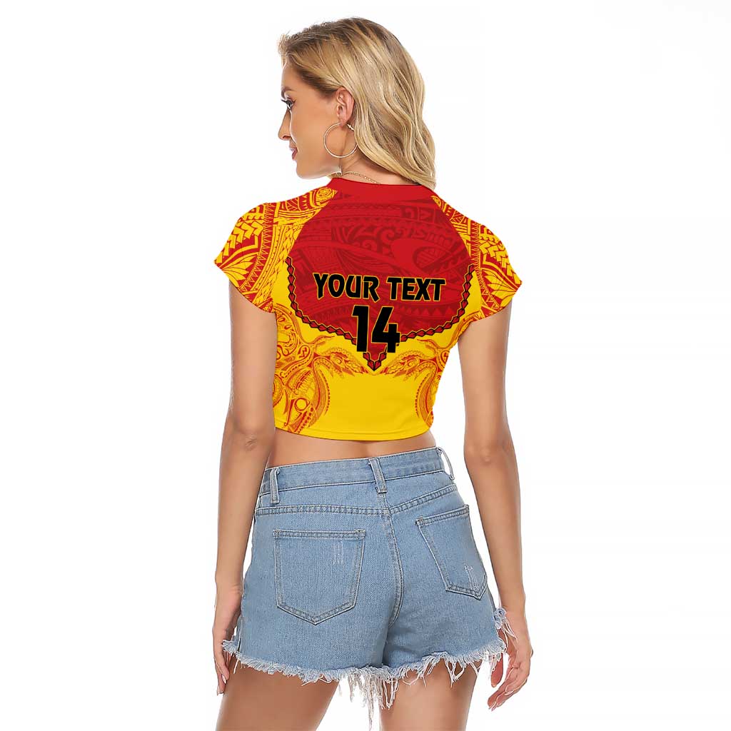 Papua New Guinea Rugby Custom Raglan Cropped T Shirt Go Kumuls PNG - Polynesian Pattern