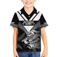 Aotearoa Silver Fern Rugby Custom Family Matching Long Sleeve Bodycon Dress and Hawaiian Shirt 2024 Go Kiwi LT14 Son's Shirt Black - Polynesian Pride