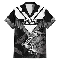Aotearoa Silver Fern Rugby Custom Family Matching Mermaid Dress and Hawaiian Shirt 2024 Go Kiwi LT14 Dad's Shirt - Short Sleeve Black - Polynesian Pride