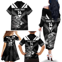 Aotearoa Silver Fern Rugby Custom Family Matching Off The Shoulder Long Sleeve Dress and Hawaiian Shirt 2024 Go Kiwi LT14 - Polynesian Pride