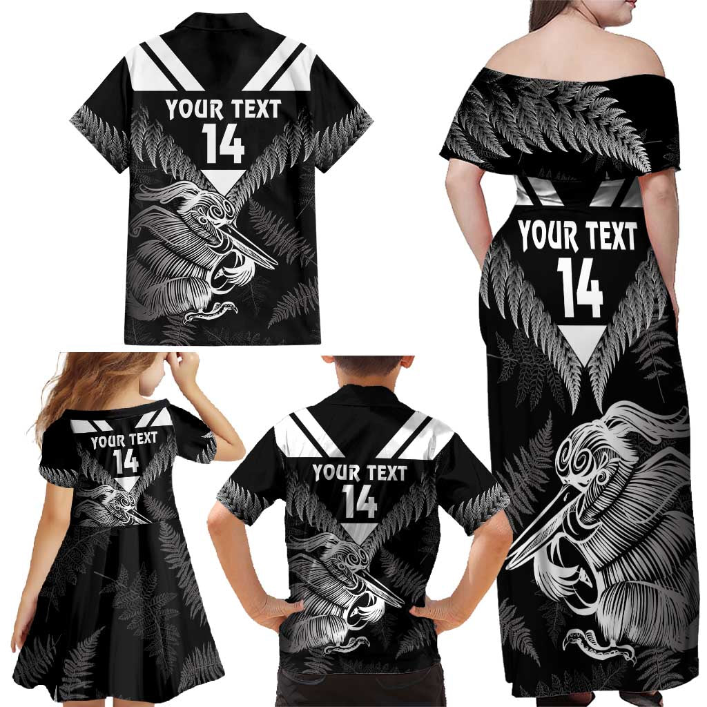 Aotearoa Silver Fern Rugby Custom Family Matching Off Shoulder Maxi Dress and Hawaiian Shirt 2024 Go Kiwi LT14 - Polynesian Pride