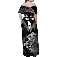 Aotearoa Silver Fern Rugby Custom Family Matching Off Shoulder Maxi Dress and Hawaiian Shirt 2024 Go Kiwi LT14 - Polynesian Pride