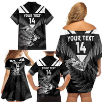 Aotearoa Silver Fern Rugby Custom Family Matching Off Shoulder Short Dress and Hawaiian Shirt 2024 Go Kiwi LT14 - Polynesian Pride