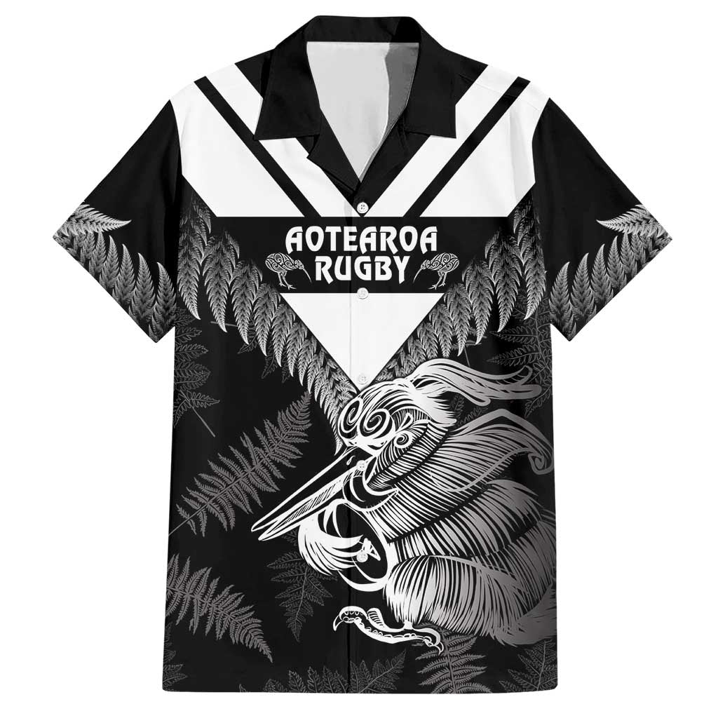 Aotearoa Silver Fern Rugby Custom Family Matching Short Sleeve Bodycon Dress and Hawaiian Shirt 2024 Go Kiwi LT14 Dad's Shirt - Short Sleeve Black - Polynesian Pride