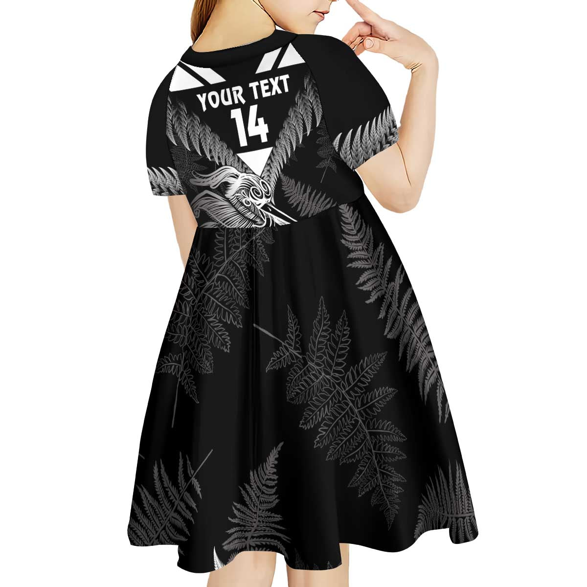 Aotearoa Silver Fern Rugby Custom Kid Short Sleeve Dress 2024 Go Kiwi