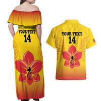 Orchids PNG Rugby Custom Couples Matching Off Shoulder Maxi Dress and Hawaiian Shirt Go Champions Papua New Guinea LT14 - Polynesian Pride