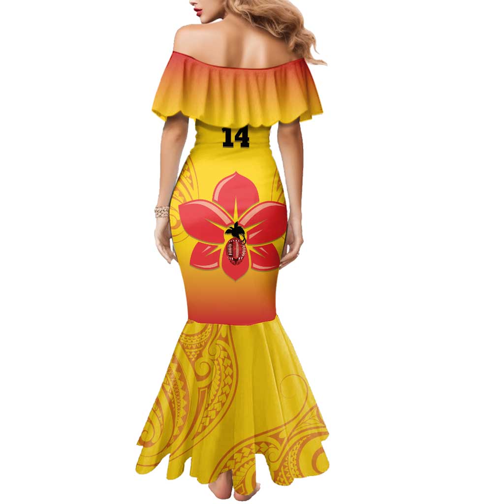 Orchids PNG Rugby Custom Family Matching Mermaid Dress and Hawaiian Shirt Go Champions Papua New Guinea LT14 - Polynesian Pride