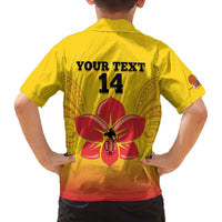 Orchids PNG Rugby Custom Family Matching Off The Shoulder Long Sleeve Dress and Hawaiian Shirt Go Champions Papua New Guinea LT14 - Polynesian Pride