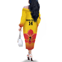 Orchids PNG Rugby Custom Family Matching Off The Shoulder Long Sleeve Dress and Hawaiian Shirt Go Champions Papua New Guinea LT14 - Polynesian Pride