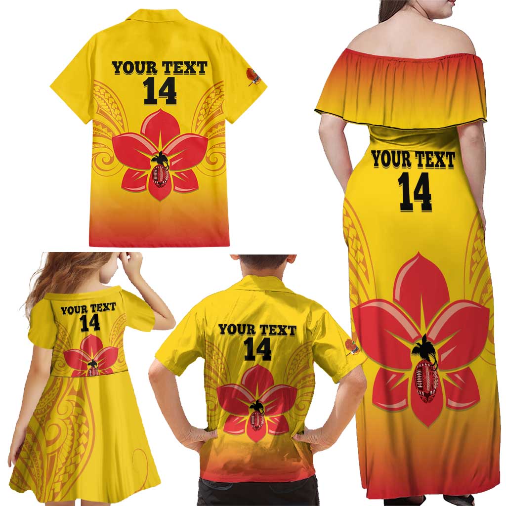 Orchids PNG Rugby Custom Family Matching Off Shoulder Maxi Dress and Hawaiian Shirt Go Champions Papua New Guinea LT14 - Polynesian Pride
