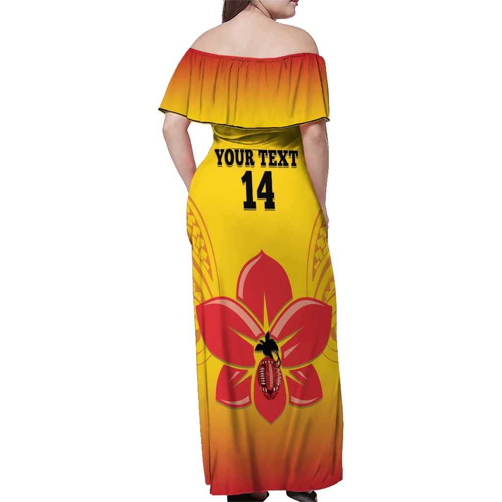 Orchids PNG Rugby Custom Family Matching Off Shoulder Maxi Dress and Hawaiian Shirt Go Champions Papua New Guinea LT14 - Polynesian Pride