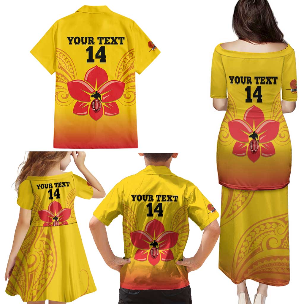 Orchids PNG Rugby Custom Family Matching Puletasi and Hawaiian Shirt Go Champions Papua New Guinea LT14 - Polynesian Pride
