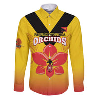 Orchids PNG Rugby Custom Family Matching Puletasi and Hawaiian Shirt Go Champions Papua New Guinea LT14 Dad's Shirt - Long Sleeve Yellow - Polynesian Pride