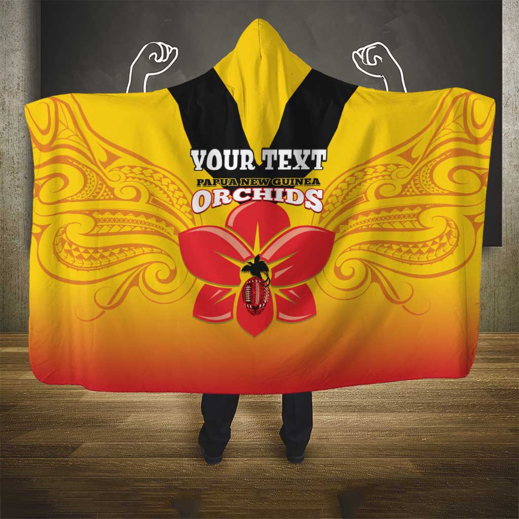 Orchids PNG Rugby Custom Hooded Blanket Go Champions Papua New Guinea