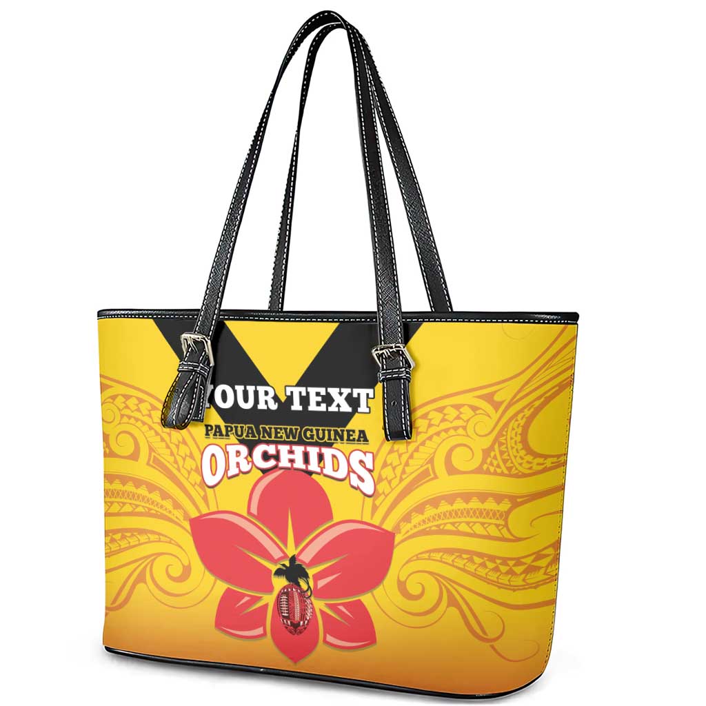 Orchids PNG Rugby Custom Leather Tote Bag Go Champions Papua New Guinea