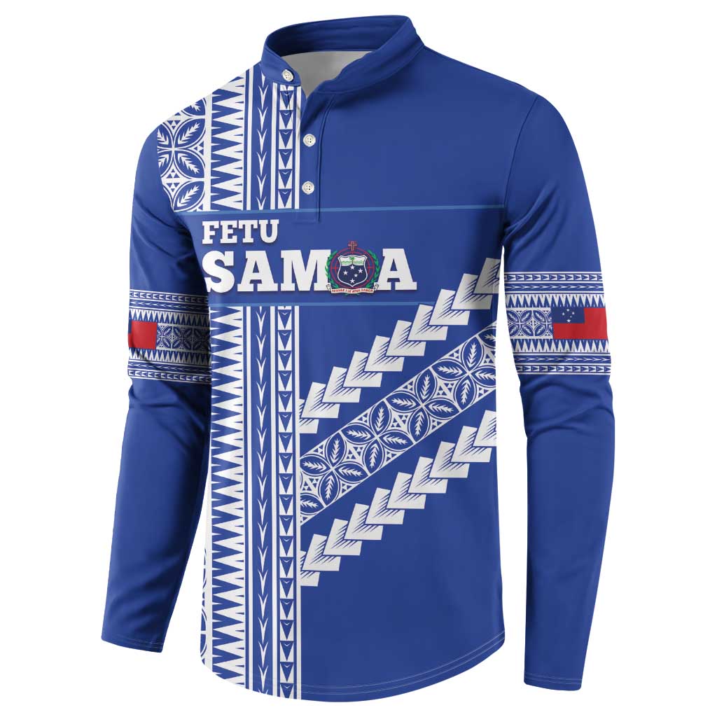 Fetu Samoa Rugby Custom Button Sweatshirt Siapo Pattern - Sporty Style