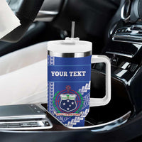 Custom Fetu Samoa Rugby Tumbler With Handle Siapo Pattern - Sporty Style