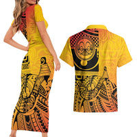 Marquesas Islands Couples Matching Short Sleeve Bodycon Dress and Hawaiian Shirt Marquesan Matatiki Fish Hook Patutiki - Polynesian Pride