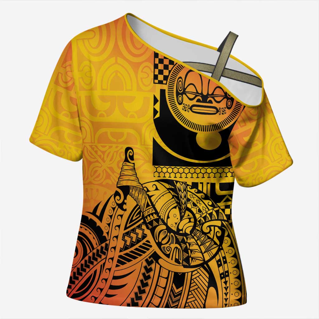 Marquesas Islands Cross Shoulder Shirt Marquesan Matatiki Fish Hook Patutiki - Polynesian Pride