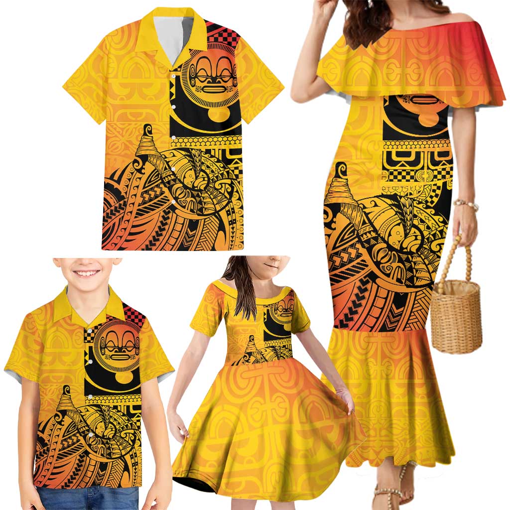 Marquesas Islands Family Matching Mermaid Dress and Hawaiian Shirt Marquesan Matatiki Fish Hook Patutiki - Polynesian Pride