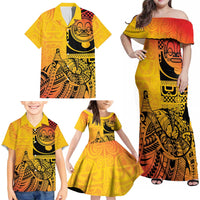 Marquesas Islands Family Matching Off Shoulder Maxi Dress and Hawaiian Shirt Marquesan Matatiki Fish Hook Patutiki - Polynesian Pride