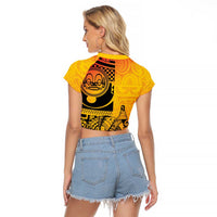 Marquesas Islands Raglan Cropped T Shirt Marquesan Matatiki Fish Hook Patutiki - Polynesian Pride