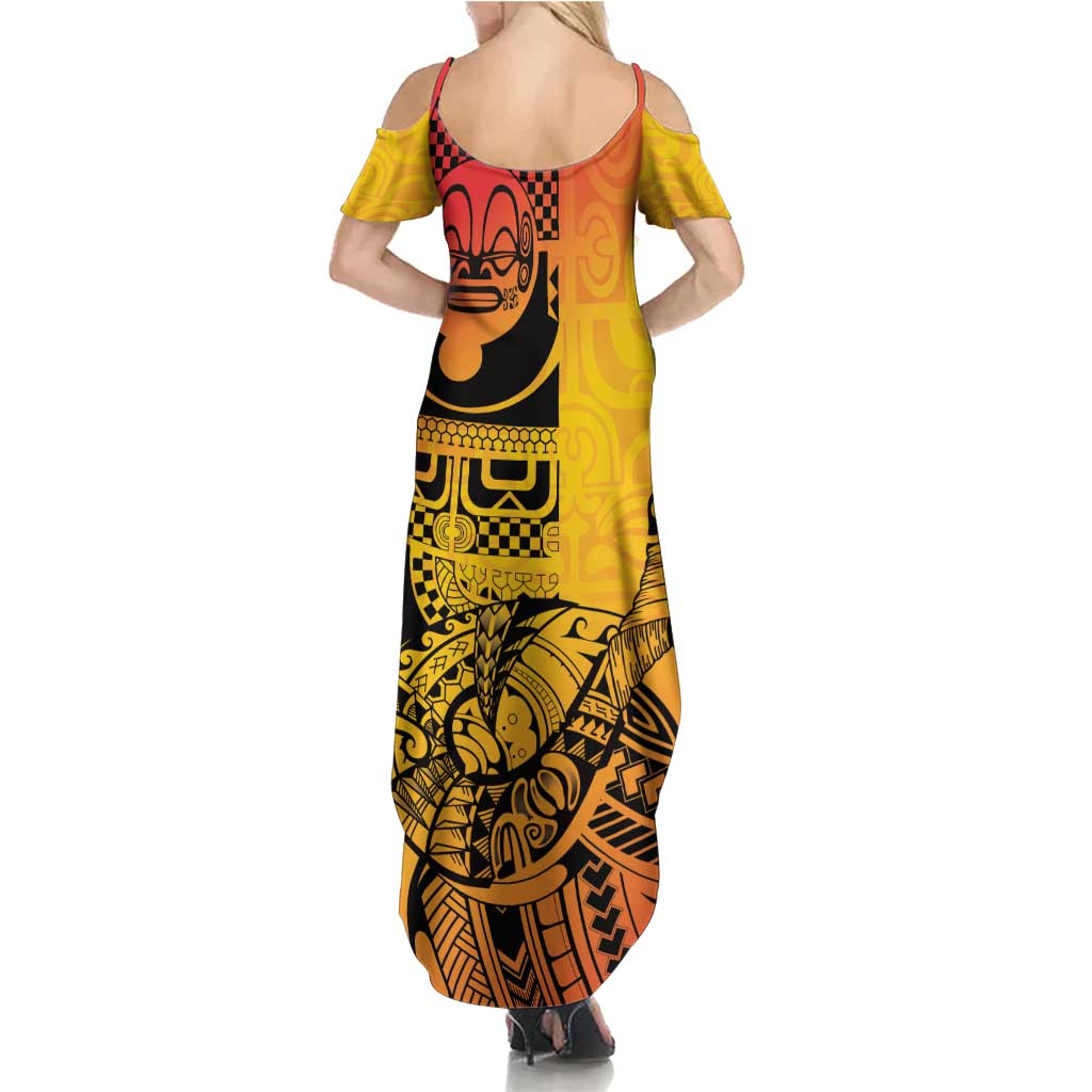Marquesas Islands Summer Maxi Dress Marquesan Matatiki Fish Hook Patutiki - Polynesian Pride