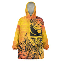 Marquesas Islands Wearable Blanket Hoodie Marquesan Matatiki Fish Hook Patutiki LT14 One Size Yellow - Polynesian Pride