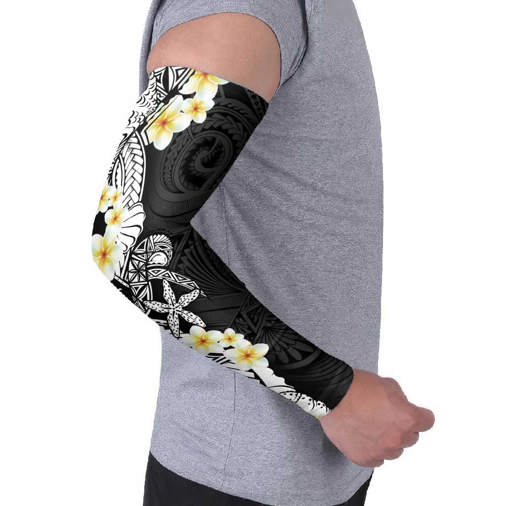 Black Samoa Tattoo Arm Sleeves Plumeria Samoan Ocean Tatau Pattern - Polynesian Pride