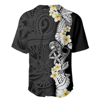 Black Samoa Tattoo Baseball Jersey Plumeria Samoan Ocean Tatau Pattern - Polynesian Pride